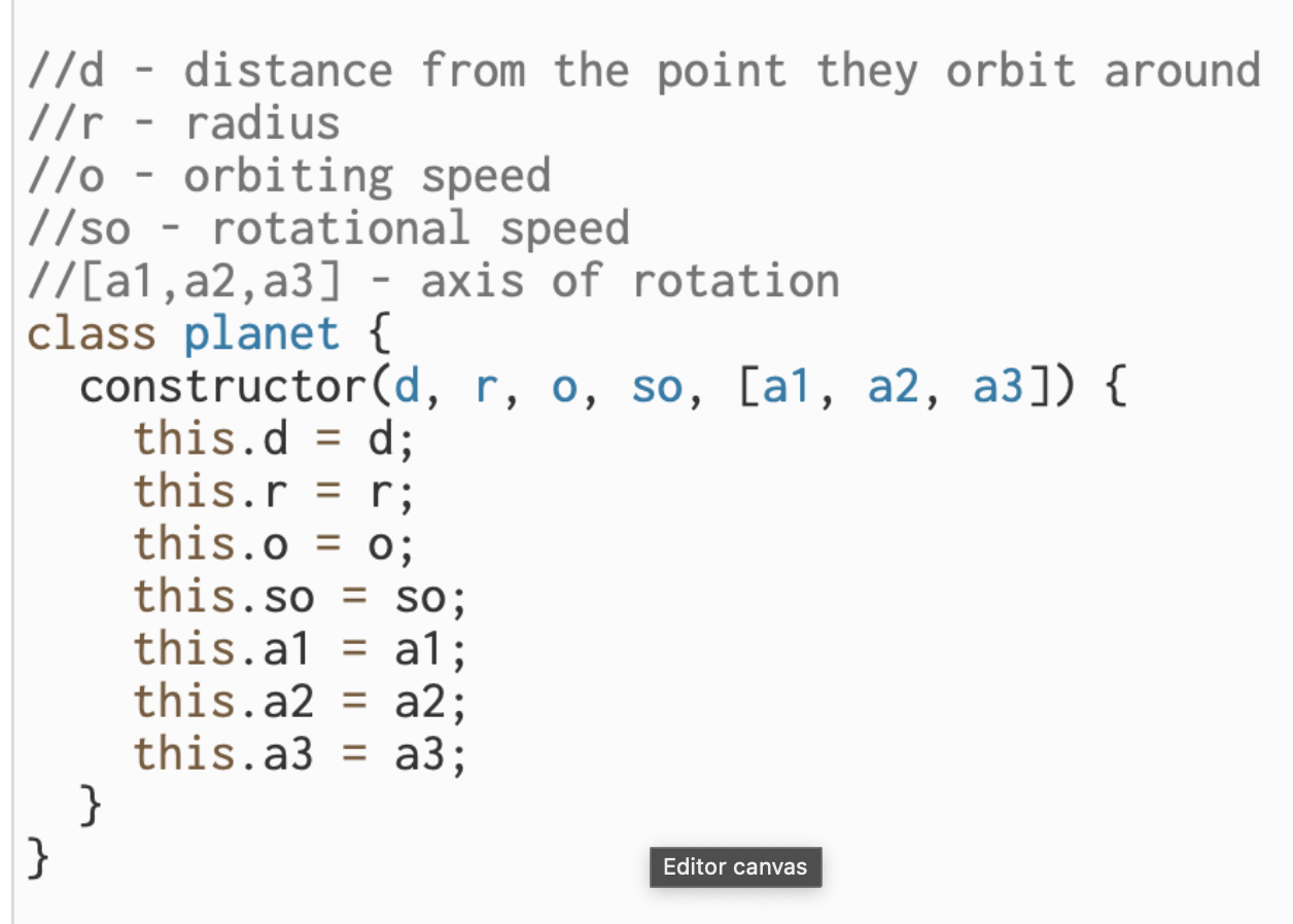 I decided to ajust many of these values and sacrifice accuracy for the sake of aesthetics since, all-in-all, this is a creative computing...